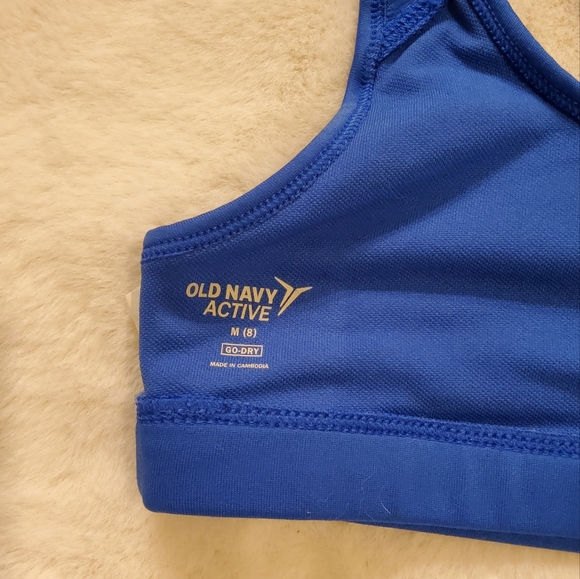 Old Navy Active Sports Bra Girls Medium 8 Go-Dry Mesh Racerback Cerulean Blue - Picture 7 of 11